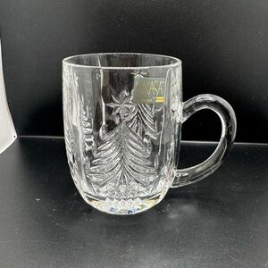 Mikasa Christmas tree Clear Glass Mug stein no flaws cracks or chips